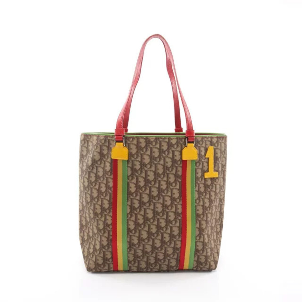 Christian Dior Rasta Trotter Tote Bag Leather Beige Cream Brown Multicolor